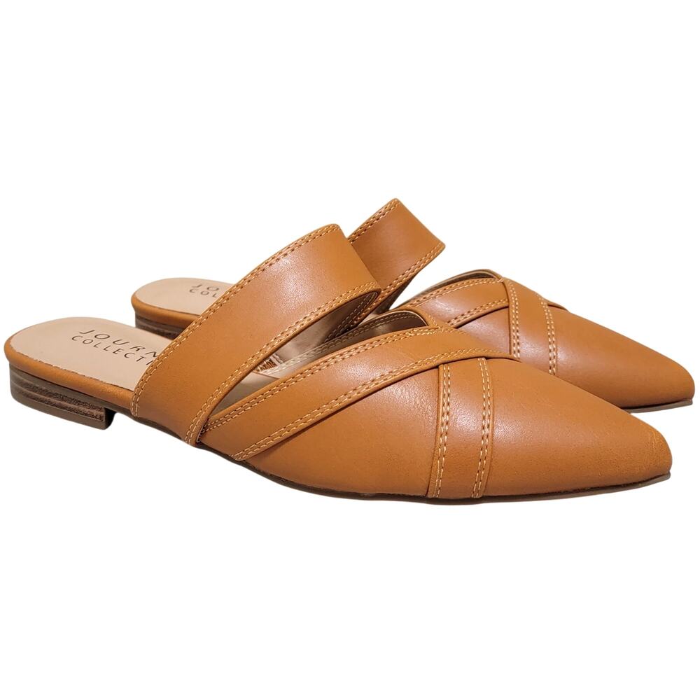Journee Collection Women Stasi Pointed Toe Mule Flats Size US 8N Brown